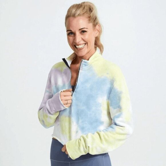 Cotton Citizen Tops - Cotton Citizen Tie Dye Half Zip Pullover Cropped Sweatshirt Women's Size XS